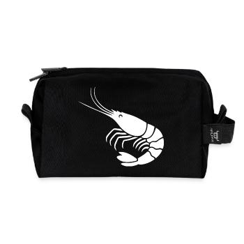 Minimalist Shrimp Silhouette Design - Recycled Toiletry Zip Bag - black - Front