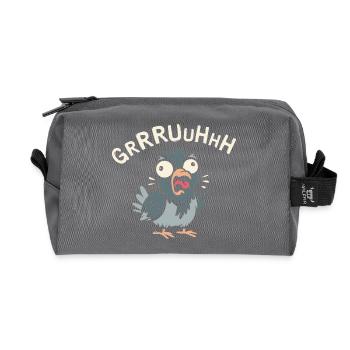 Crazy Pigeon Gruh dans le style de bande dessinée et de logo de dessin animé - Trousse de toilette en tissu recyclé - anthracite - Devant
