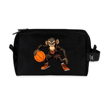 Monkey Basketball - Recycled Toiletry Zip Bag - black - Front