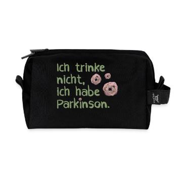 Ich trinke nicht, ich habe Parkinson. - Recycelte Kulturtasche - Schwarz - Vorne