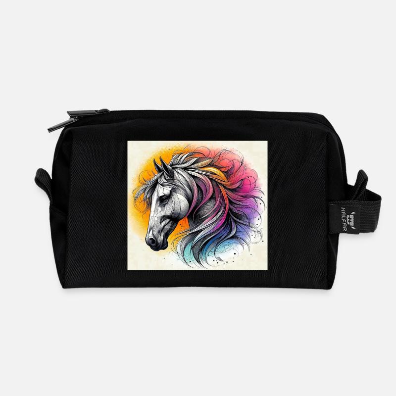 Pferd - Recycelte Kulturtasche - Schwarz
