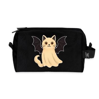 Chat câlin avec des ailes de chauve-souris - Trousse de toilette en tissu recyclé - noir - Devant
