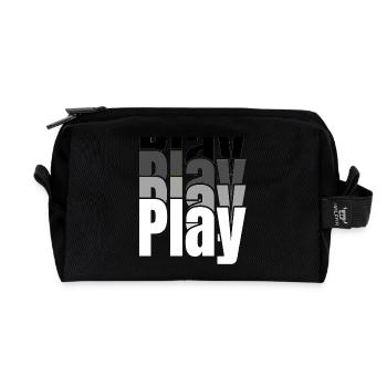 Überlappende Spieltypografie - Recycelte Kulturtasche - Schwarz - Vorne
