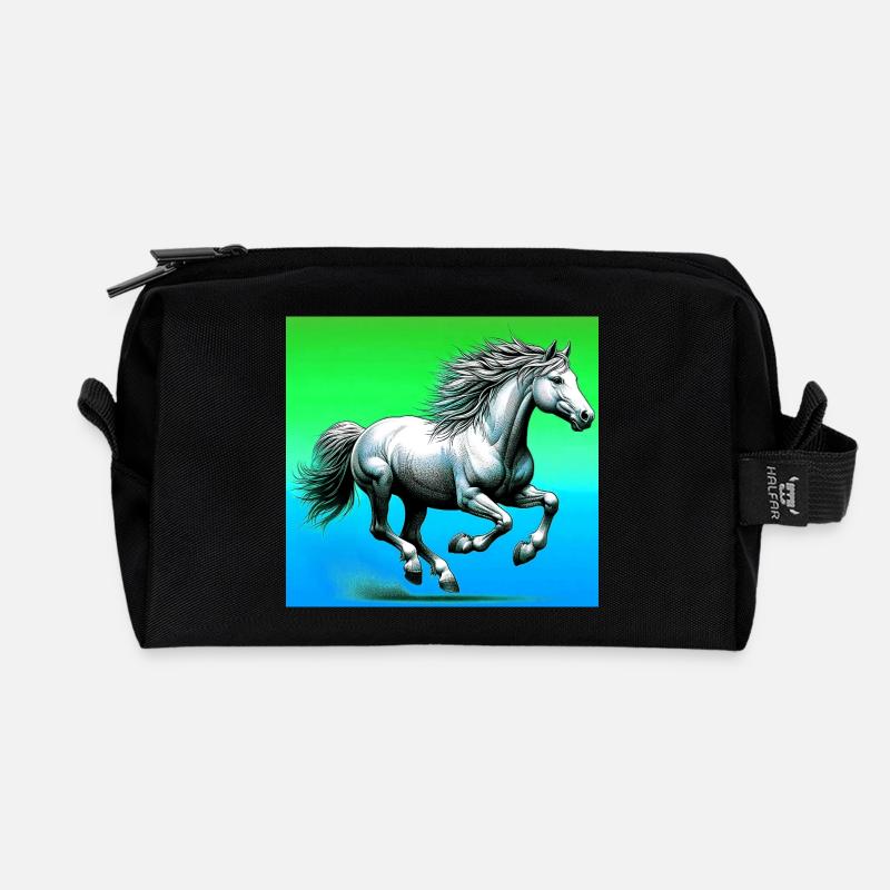 Pferd - Recycelte Kulturtasche - Schwarz