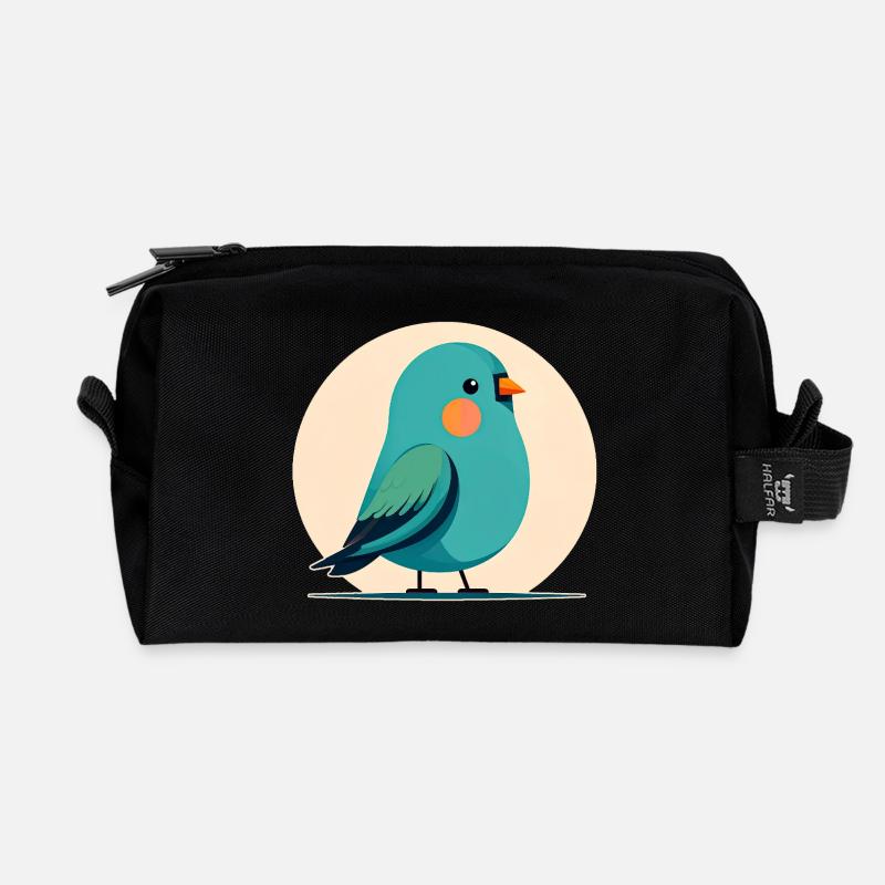 Kleiner grün-blauer Vogel - Recycelte Kulturtasche - Schwarz