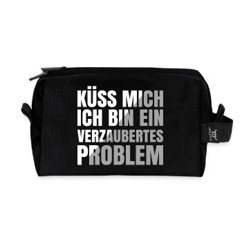 Kiss me, I'm an enchanted problem - Recycled Toiletry Zip Bag - black - Front