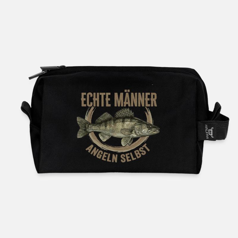 Echte Männer – Angeln  Selbs Zander - Recycelte Kulturtasche - Schwarz