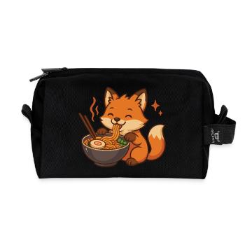 Fuchs mit Nudeln Ramen kawaii Fuchs - Recycelte Kulturtasche - Schwarz - Vorne