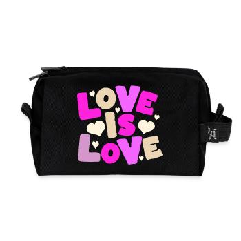 Love Is Love – Buntes Herz Statement - Recycelte Kulturtasche - Schwarz - Vorne
