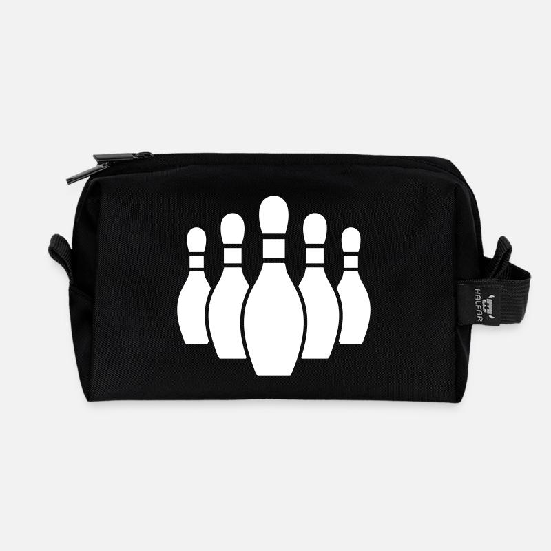 Bowling Pins Silhouette - Recycelte Kulturtasche - Schwarz
