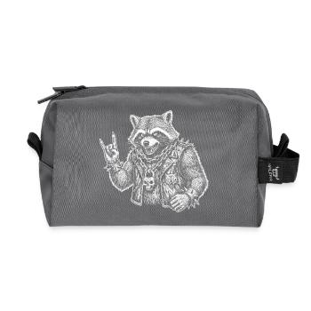 Retro Waschbär Rock Musik Geschenk Lustig - Recycelte Kulturtasche - Anthrazit - Vorne
