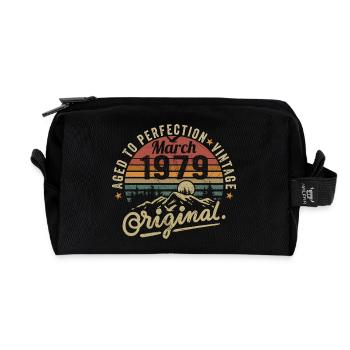 March 1979 - Recycled Toiletry Zip Bag - black - Front