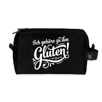 Ich gehöre zu den Gluten – Lustiges Wortspiel - Recycelte Kulturtasche - Schwarz - Vorne