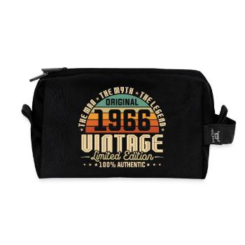 Cadeau d’anniversaire original vintage de 1966 - Trousse de toilette en tissu recyclé - noir - Devant