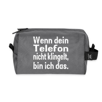 If your phone doesn't ring, that's me. - Recycled Toiletry Zip Bag - anthracite - Front