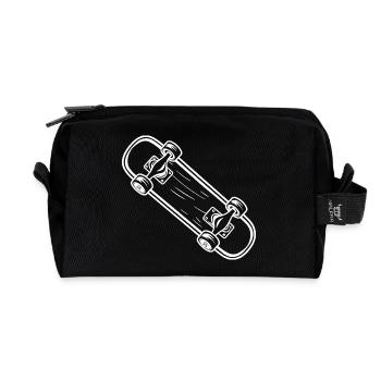 Skateboard Cartoon Look - Recycled Toiletry Zip Bag - black - Front