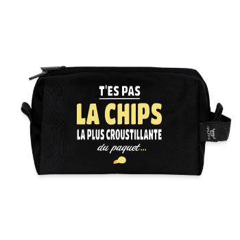 T'es pas la chips la plus croustillante - Trousse de toilette en tissu recyclé - noir - Devant