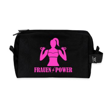 Frauenpower Krafttraining - Recycelte Kulturtasche - Schwarz - Vorne