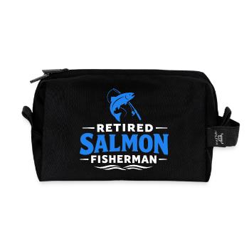Pêcheur de saumon à la retraite Humour de pêche - Trousse de toilette en tissu recyclé - noir - Devant
