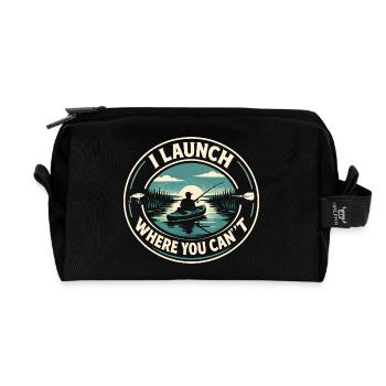 Start out of reach | Kayak Fishing - Recycled Toiletry Zip Bag - black - Front