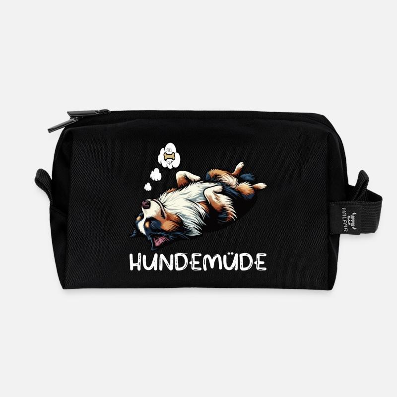 Hundemüde Australian Shepherd Aussie Aussiehalter - Recycelte Kulturtasche - Schwarz