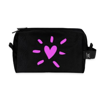 Herz Strahlen Liebe Love pink Comic Like Fan - Recycelte Kulturtasche - Schwarz - Vorne