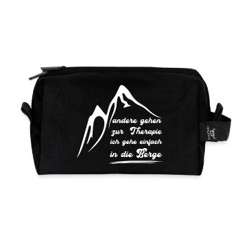 Ich gehe nicht zur Therapie ich gehe in die Berge - Recycelte Kulturtasche - Schwarz - Vorne