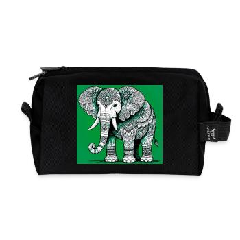 elephant - Recycled Toiletry Zip Bag - black - Front