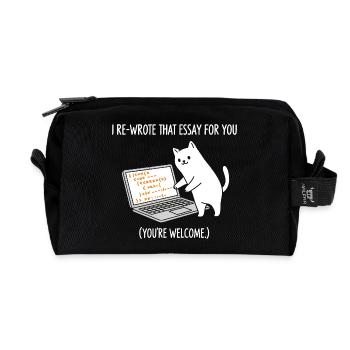 Code cat explains tasks - Recycled Toiletry Zip Bag - black - Front