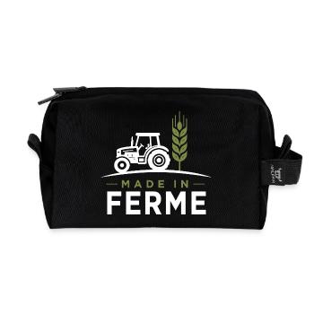 Made in Farm Humor Farming, Tractor, Wheat - Recycled Toiletry Zip Bag - black - Front
