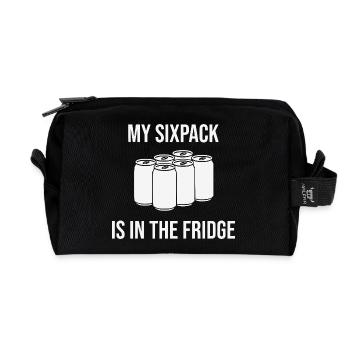 My six-pack? It's in the fridge! - Recycled Toiletry Zip Bag - black - Front