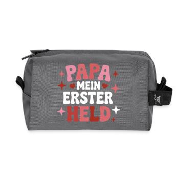 Papa Mein Erster Held Kinder Sohn Tochter Vater - Recycelte Kulturtasche - Anthrazit - Vorne