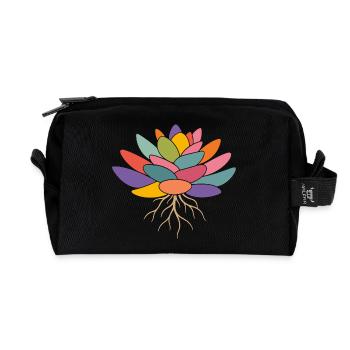 Succulente colorée avec un motif de racines - Trousse de toilette en tissu recyclé - noir - Devant
