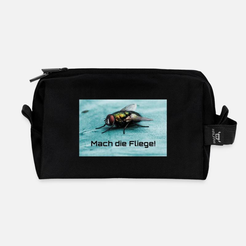 Bow tie motif: Make the bow tie! - Recycled Toiletry Zip Bag - black