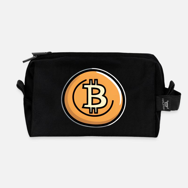 Bitcoin Coin Art Emblem - Recycled Toiletry Zip Bag - black