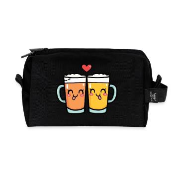 Bier Herz Liebe Party Niedlich - Recycelte Kulturtasche - Schwarz - Vorne