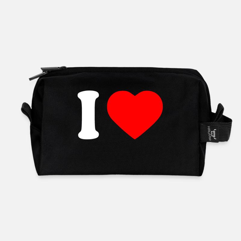 I love - Recycelte Kulturtasche - Schwarz