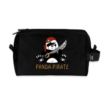 Panda Pirate, Bandana Tête de mort, Sabre - Trousse de toilette en tissu recyclé - noir - Devant