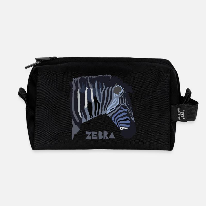 Zebra - Recycelte Kulturtasche - Schwarz