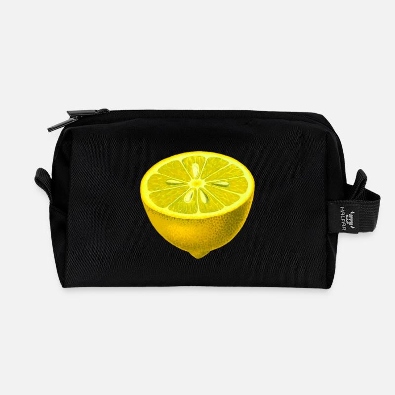 Zitrone - Recycelte Kulturtasche - Schwarz