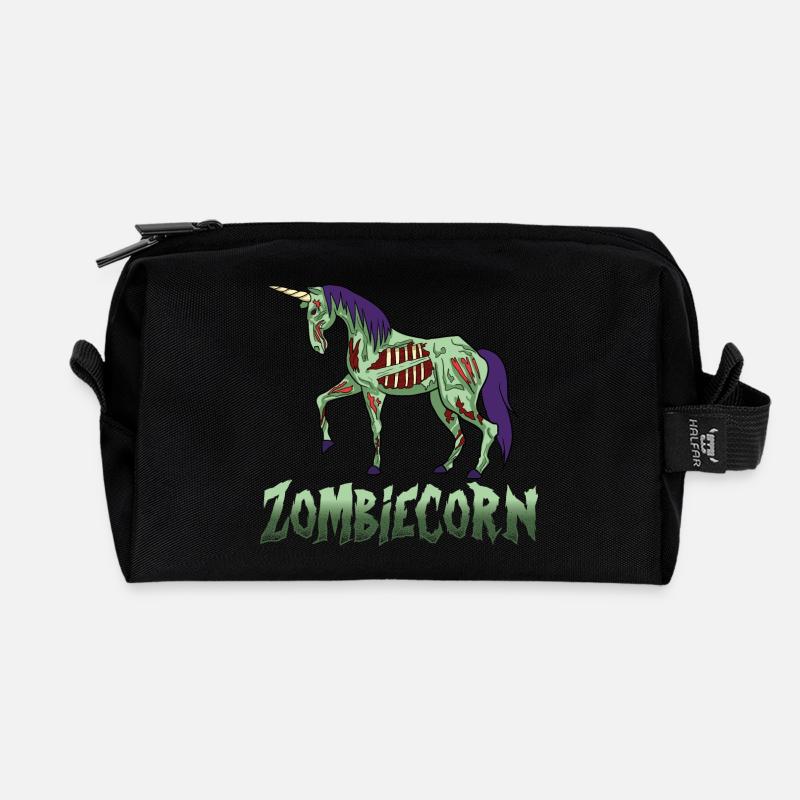 Halloween Einhorn untot Zombie lustig Geschenk - Recycelte Kulturtasche - Schwarz