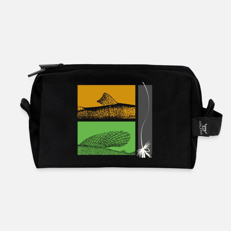 Modell 26 - Forelle und Äsche - Recycelte Kulturtasche - Schwarz