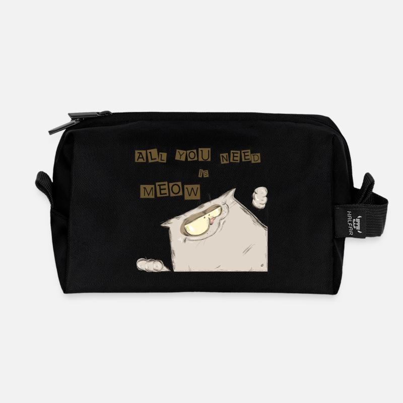 Funny cat - Recycled Toiletry Zip Bag - black