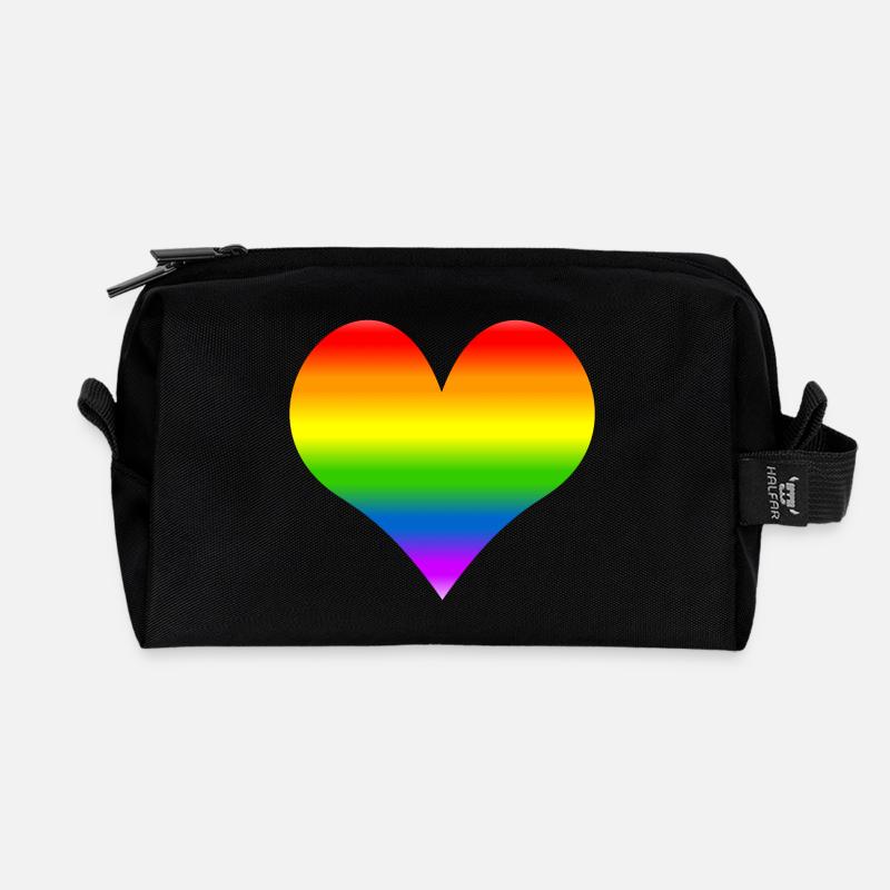 Rainbow heart - Recycled Toiletry Zip Bag - black
