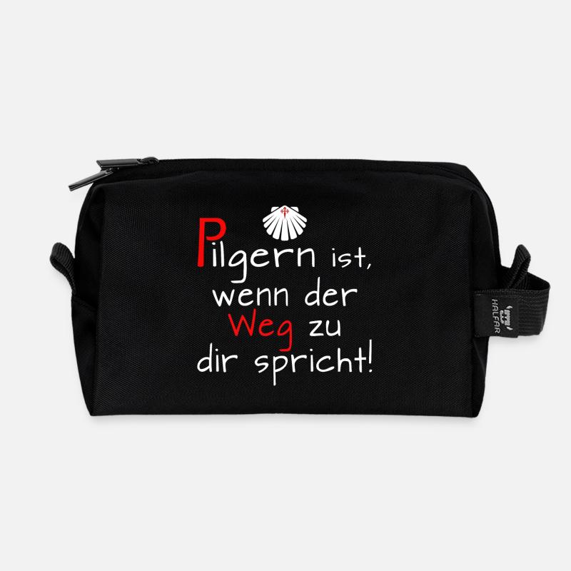 Pilgern ist - Jakobsweg Santiago Pilger Jakobus - Recycelte Kulturtasche - Schwarz