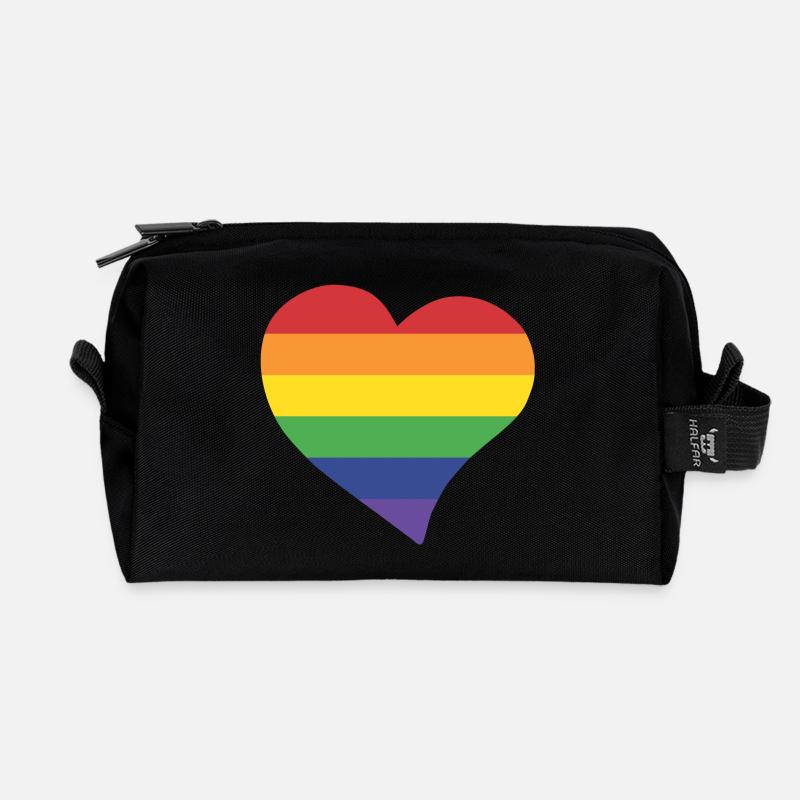 Regenbogenherz - Recycelte Kulturtasche - Schwarz