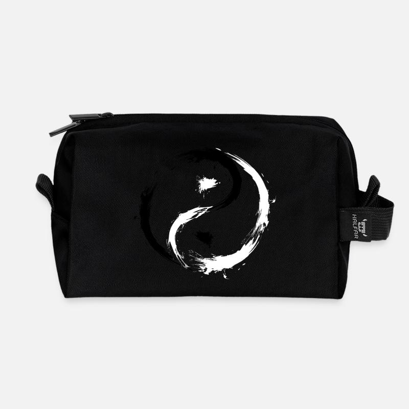 Yin Yang Kreise Symbol Buerste Schwarz Weiss - Recycelte Kulturtasche - Schwarz