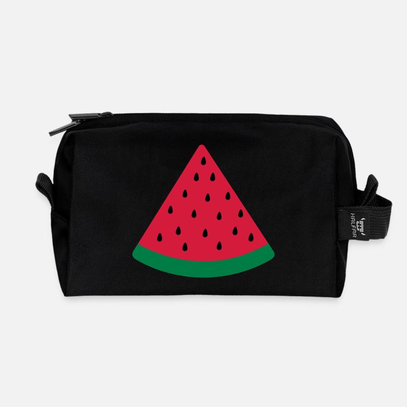 water melon slice - Recycled Toiletry Zip Bag - black