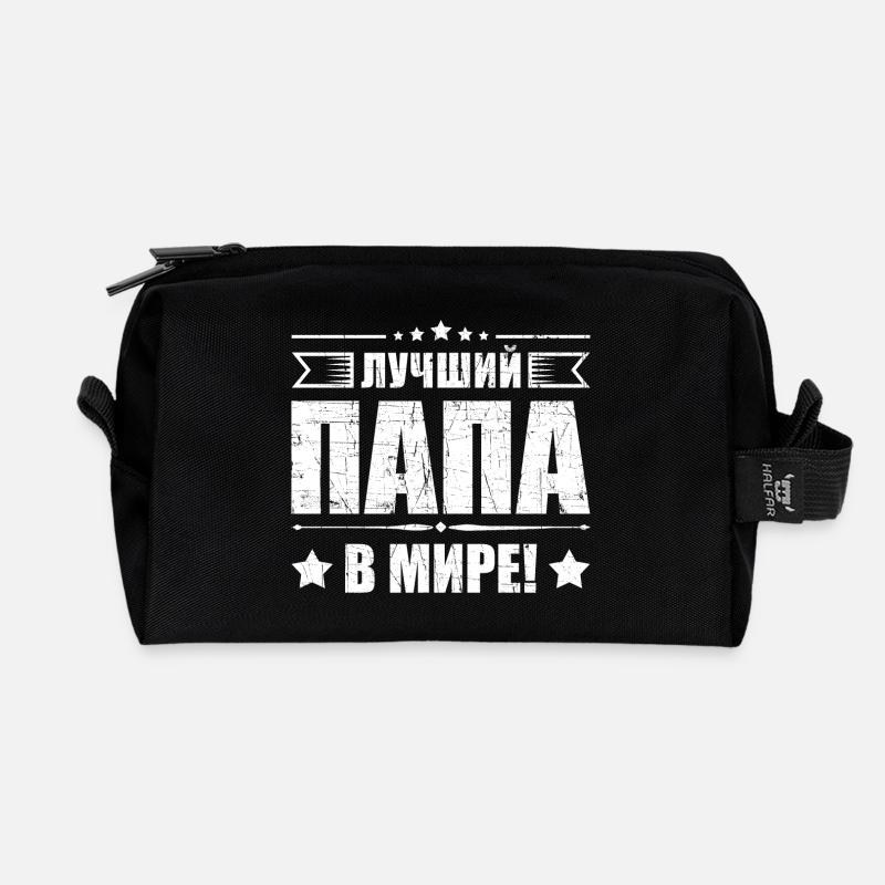 Bester Papa der Welt Spruch auf Russisch Russian - Recycelte Kulturtasche - Schwarz