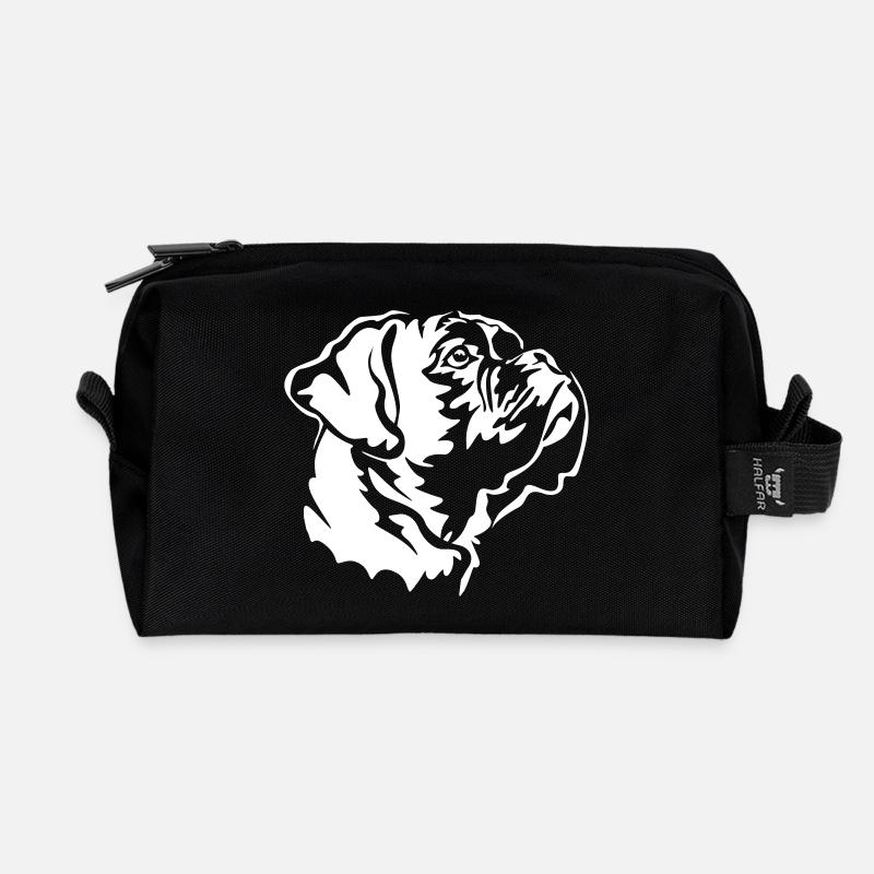 Boxer Kopf "Black Editon" - Recycelte Kulturtasche - Schwarz